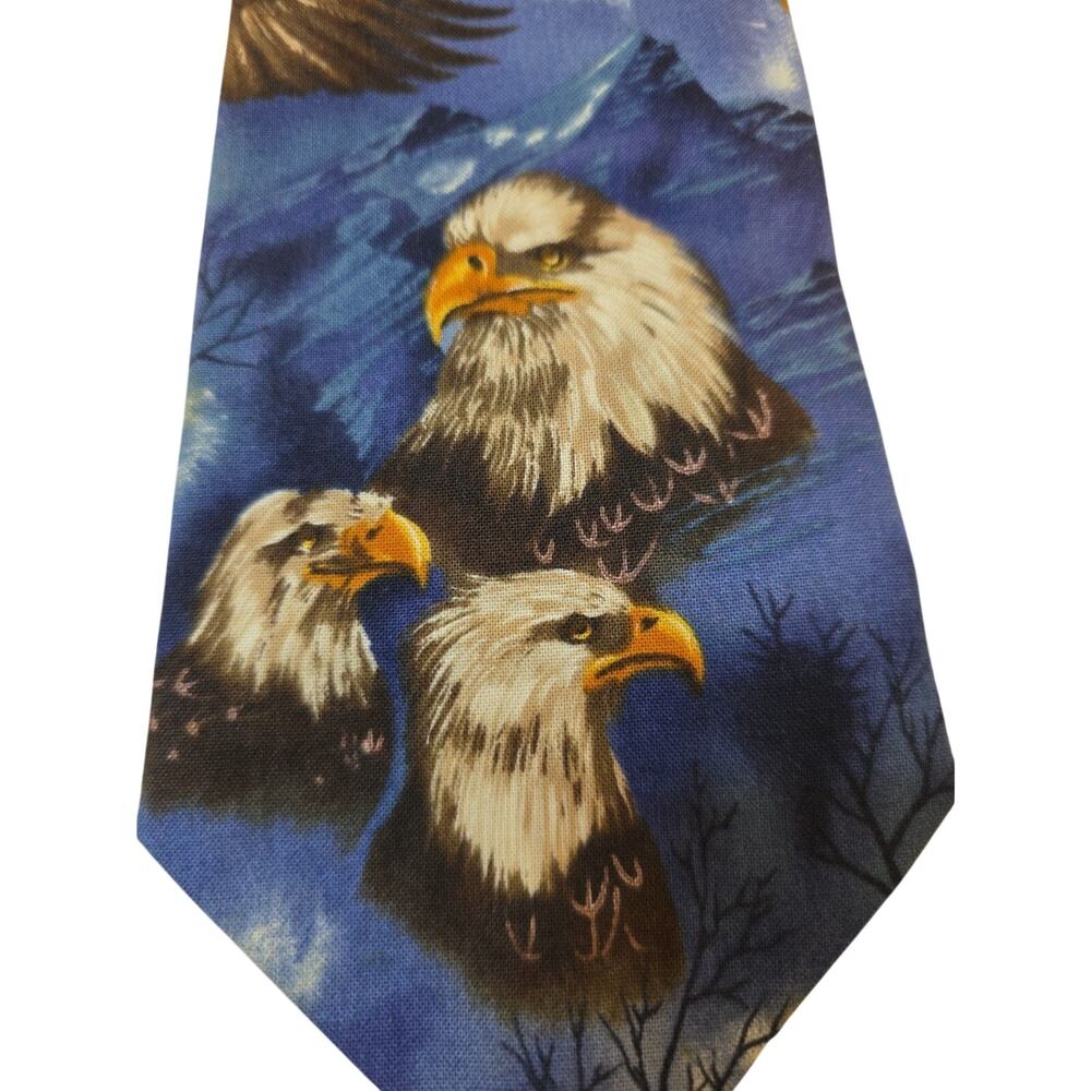 Handmade Vintage Bald Eagle Tie By Vicente In Idaho Blue